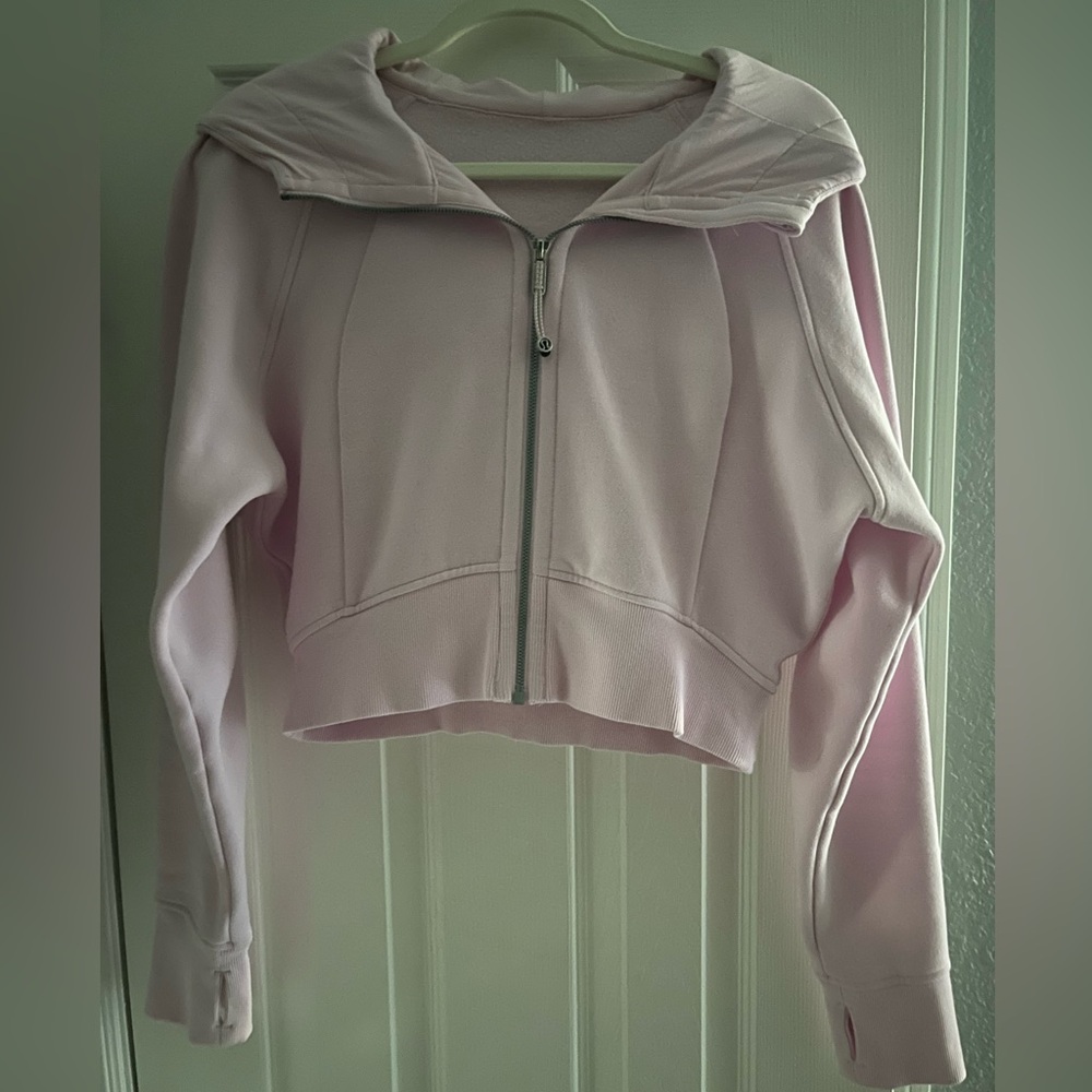 lululemon athletica Scuba Full Zip Cropped Hoodie Meadowsweet Pink Size 8